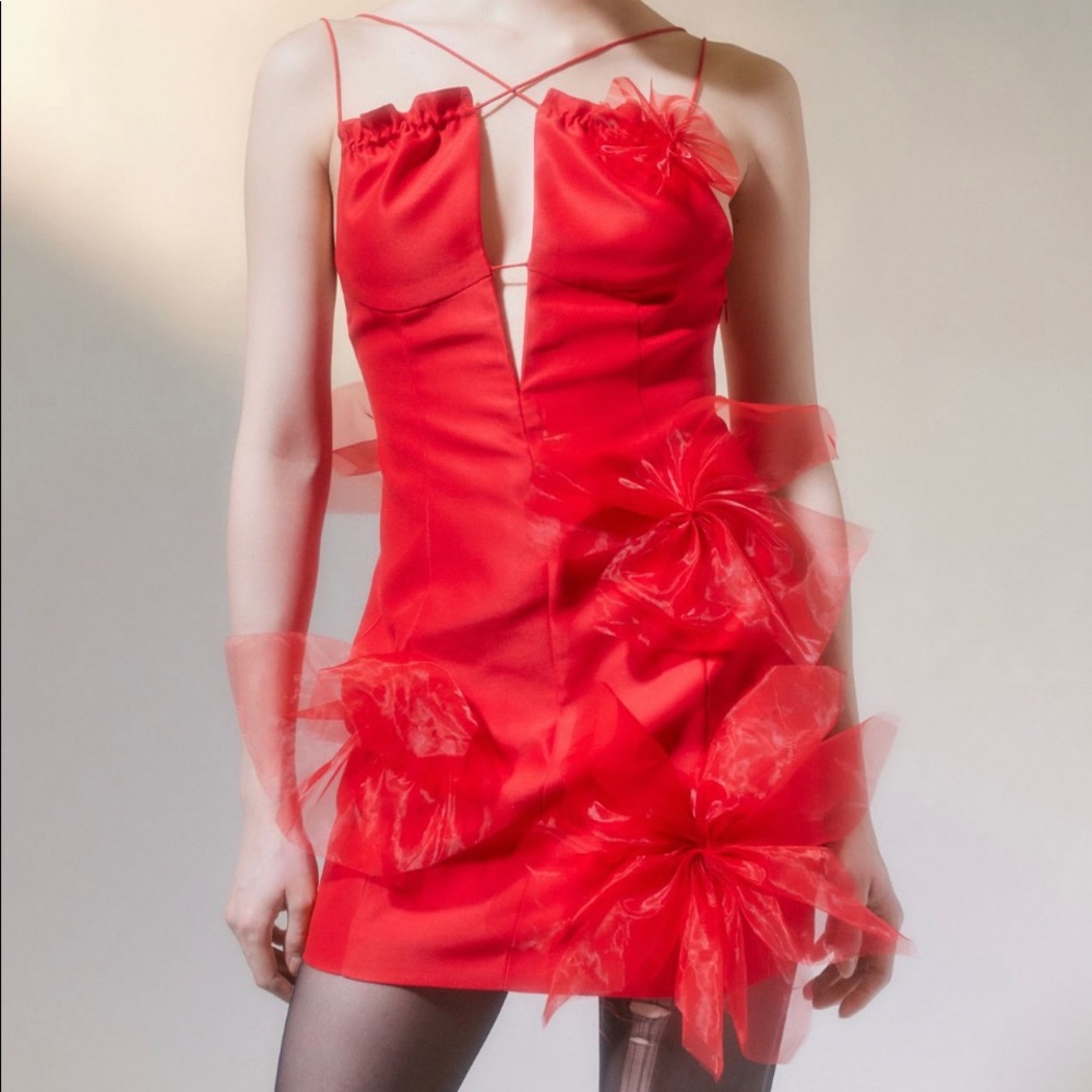 FOR LOVE AND LEMONS ALBERTA SATIN LOW-BACK MINI DRESS